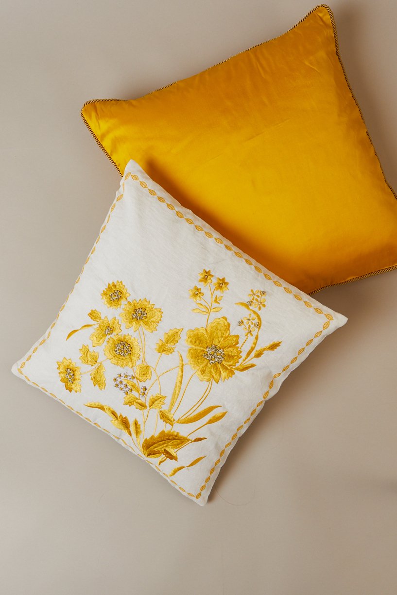 Mustard floral hot sale cushion