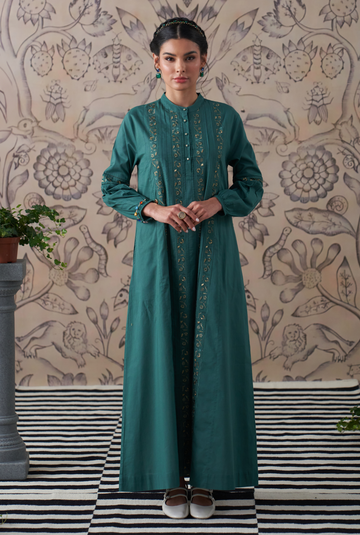 Beatrice Forest Green Cotton Kaftan