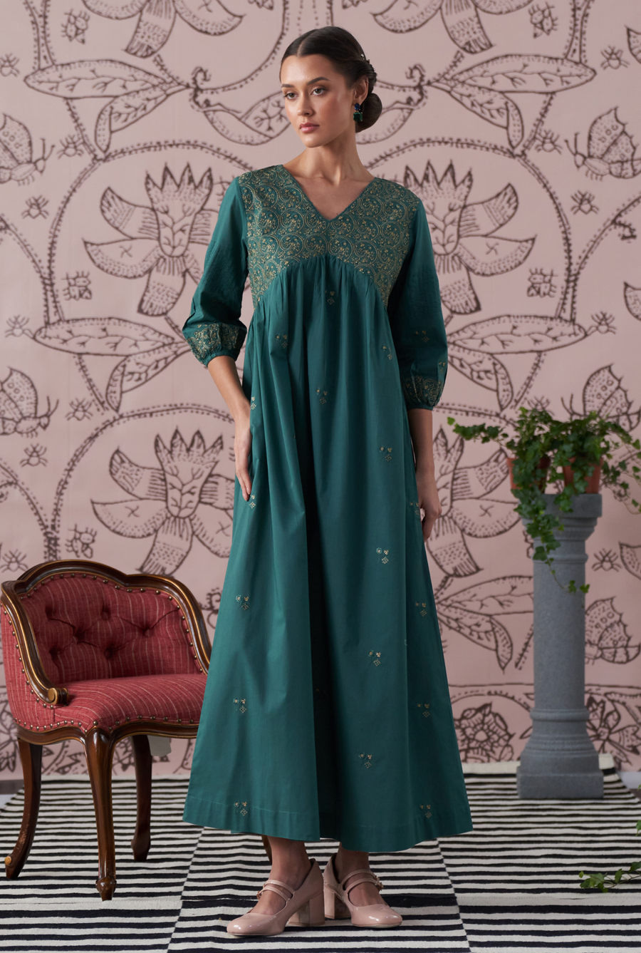 Cordilia Forest Green Kaftan