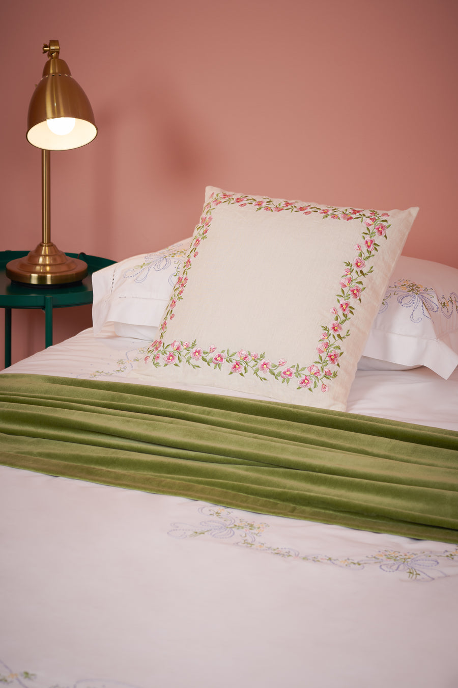 Niam Pink Embroidered Cushion (45cm x 45cm)