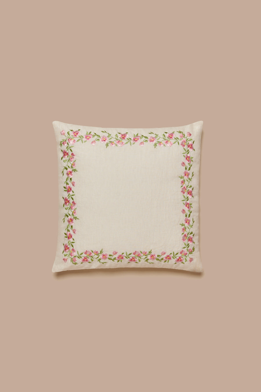 Niam Pink Embroidered Cushion (45cm x 45cm)