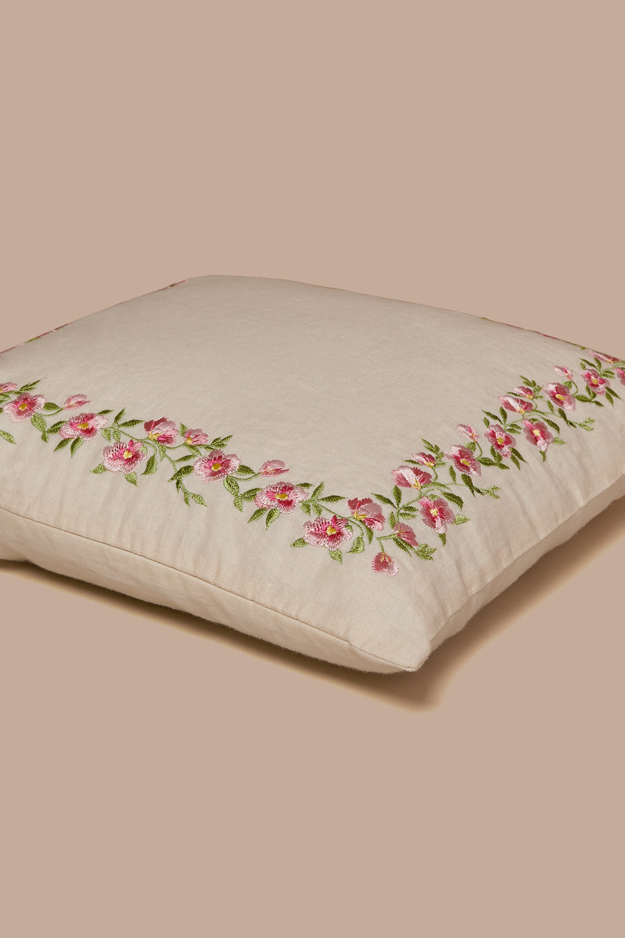 Niam Pink Embroidered Cushion (45cm x 45cm)