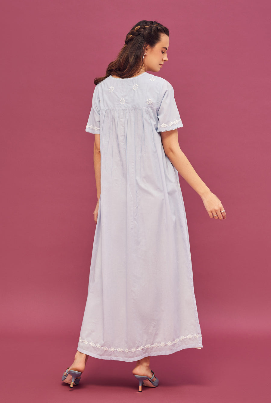 Noor Soft Blue Short Sleeve Nightdress