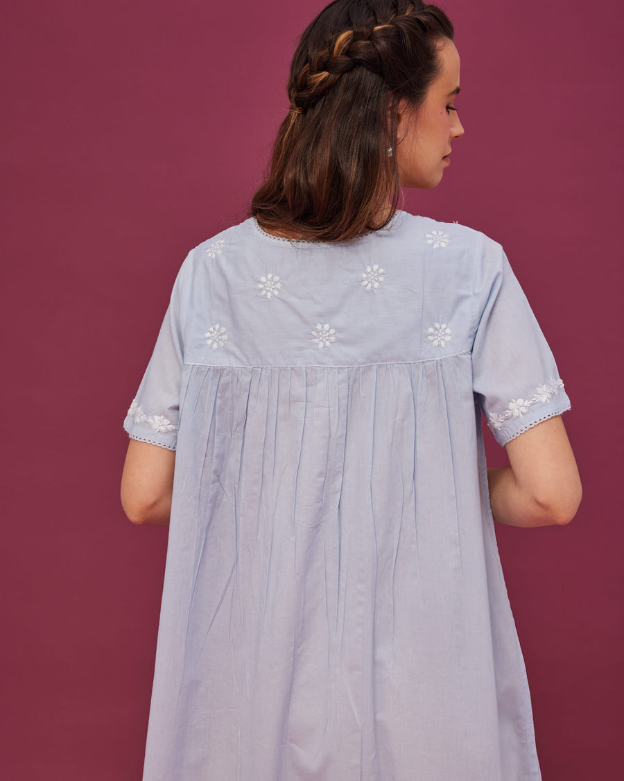 Noor Soft Blue Short Sleeve Nightdress