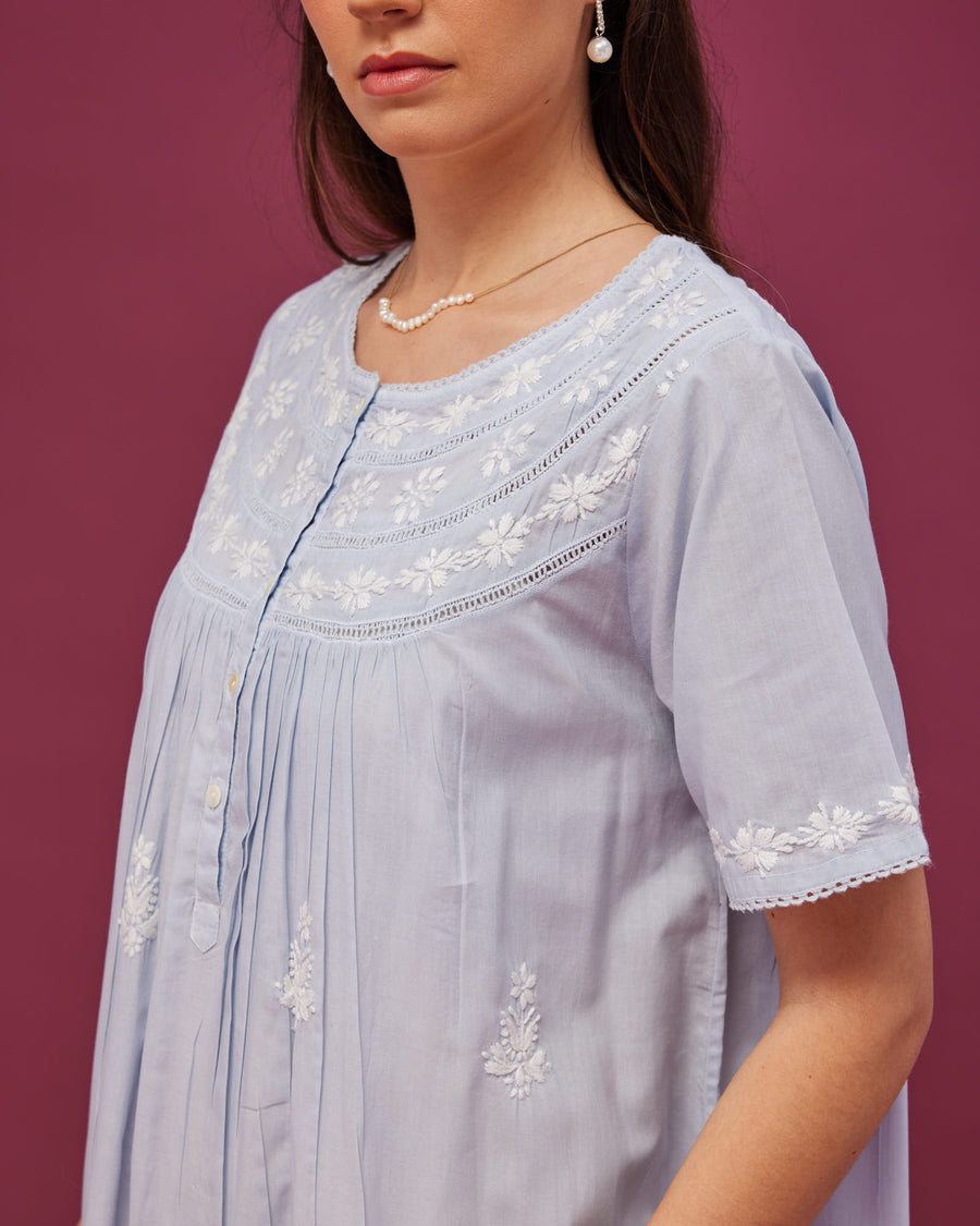 Noor Soft Blue Short Sleeve Nightdress