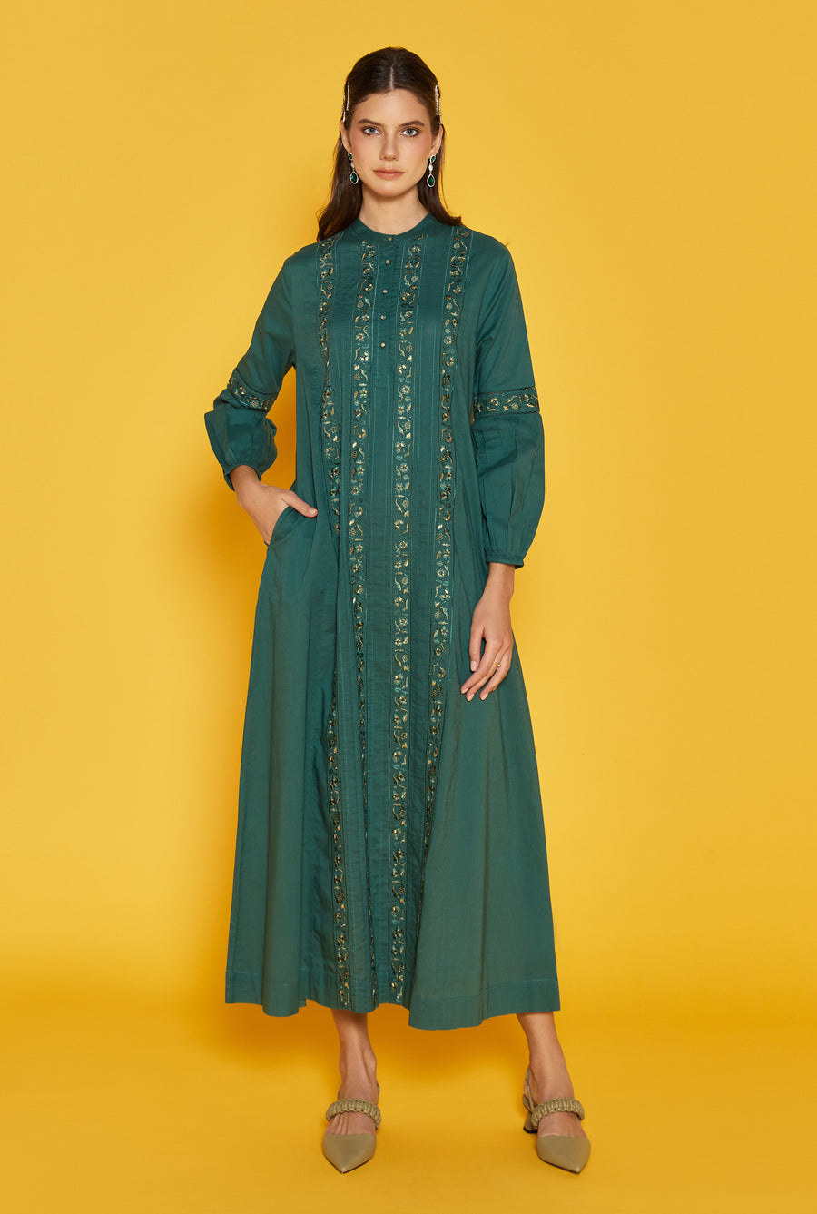 Beatrice Forest Green Kaftan