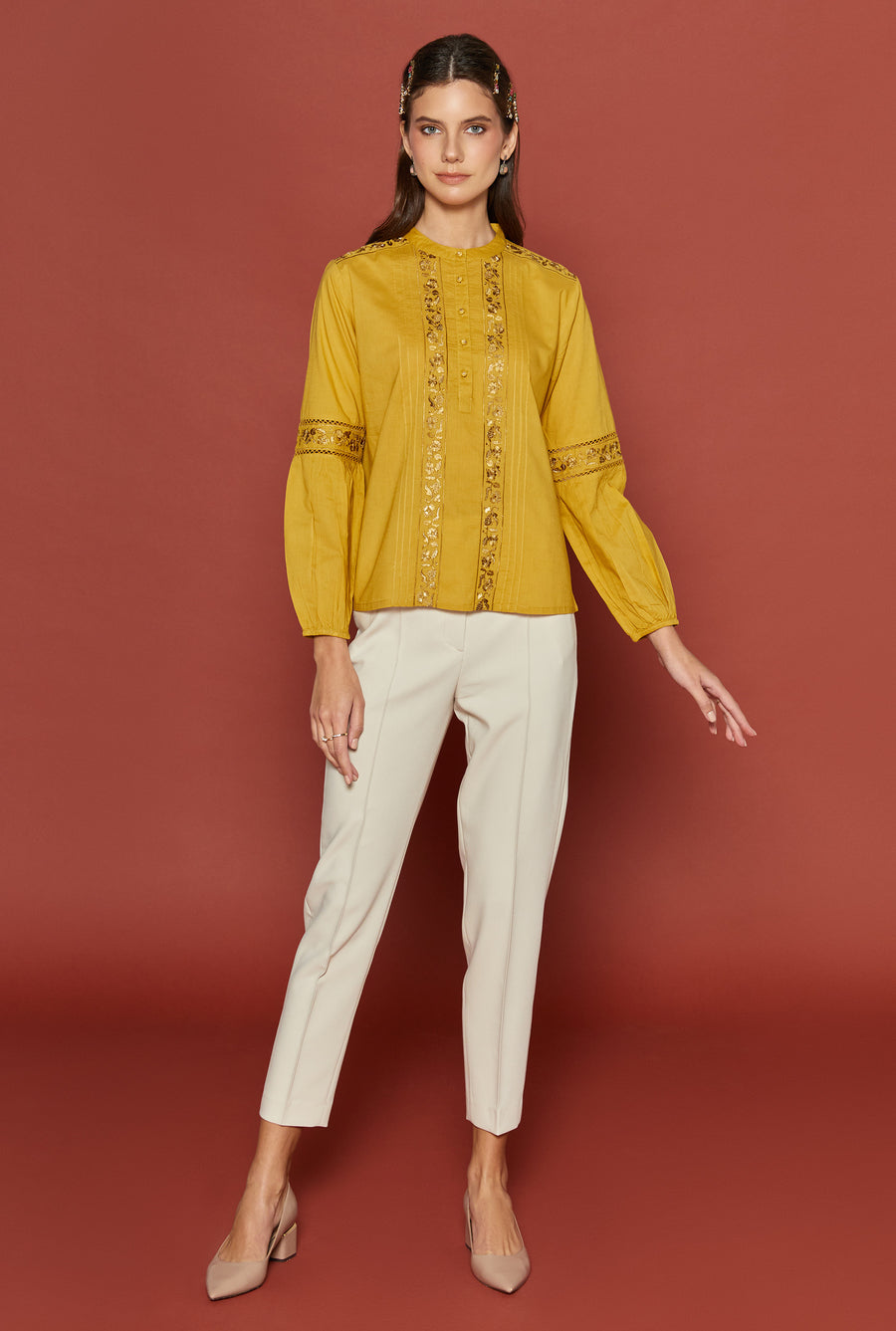 Beatrice Ochre Blouse