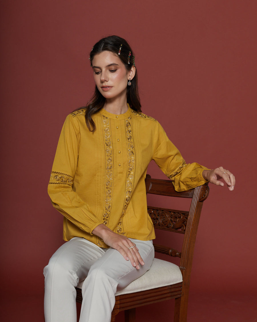 Beatrice Ochre Blouse